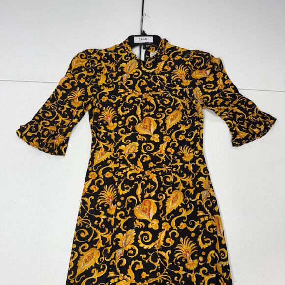 RHODE Felix Dress yellow/black floral maxi dress Size 2 - Picture 3 of 7